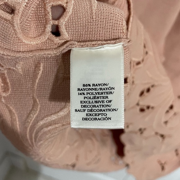 Ann Taylor Dusty Pink Knitted Short Sleeves Embroidered Hem Dress - Picture 7 of 7